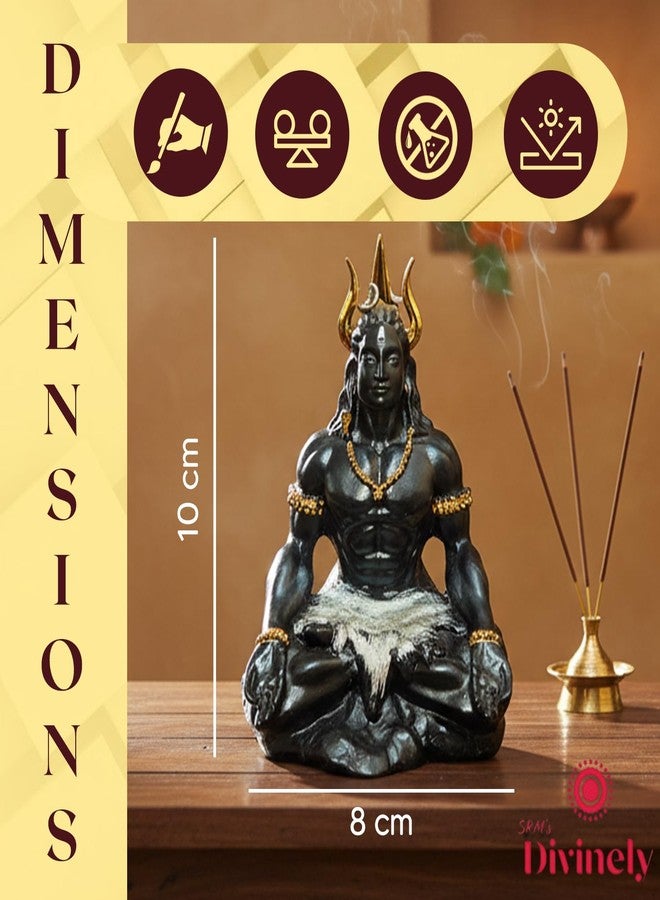 SRM's Divinely Divinely Mahayogi Shiva Idol for Car Dashboard 3.5 inch | Matte Black Adiyogi Statue for Car Dashboard with Trishul & Rudraksha | Compact Mahadev Murti & Lord Shiva Idols for Home and Meditation - Image 4
